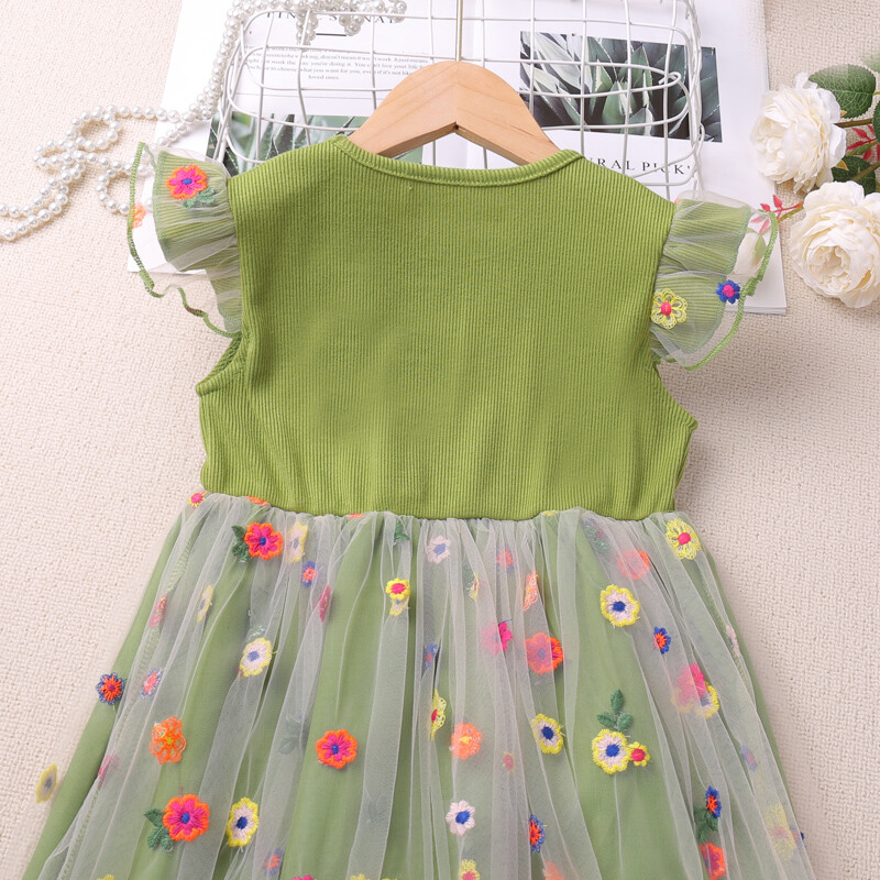 Huumorikarutüdrukute uued suveriided Kärbsevarrukatega Splice Armas ja armas võrkkleit 2–6 aastat vana