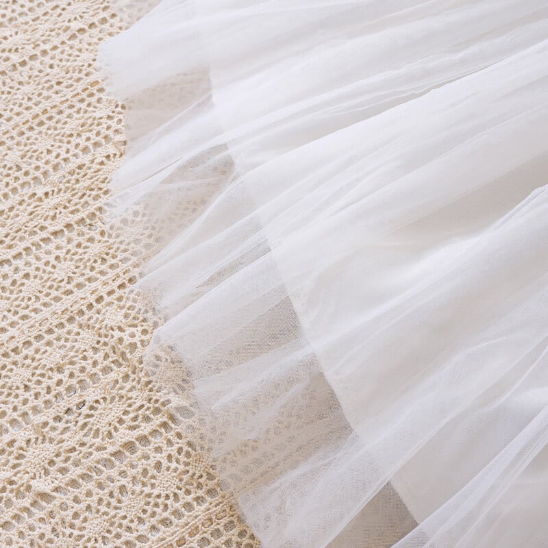 Suvine uus mullivarrukatega üherealine kaelusega lillevööga võrkkleit alg- ja keskkooli tüdrukutele