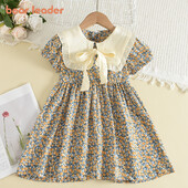 Bear Leader vabaaja suvine laste kleit tüdrukute lilledega laste riided vibu lapitehnika beebitüdruku printsessi kleit Uued lillelised tüdrukute kleidid