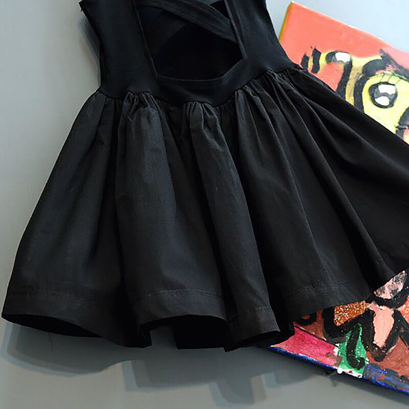 2023. aasta suve tüdrukute elegantne gooti kleit, must varrukateta kleit, seljata õlgadeta kleit, peokleit lastele 4 5 6 8 aastat vana