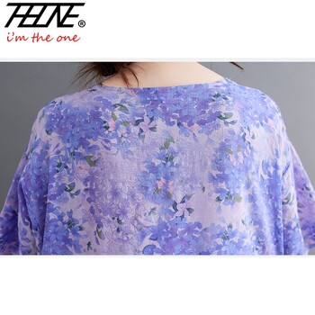 Robe Plus Size Καλοκαιρινό Γυναικείο Φόρεμα 2023 Floral Loose Vestidos Para Mujer Casual Maxi Print Βαμβακερό λινό Oversized Bohemian