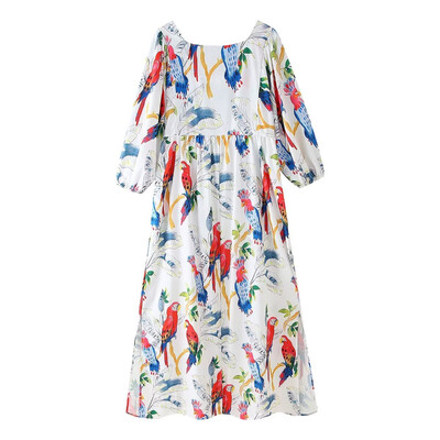 Μόδα στάμπα Boho Maxi Φόρεμα για Γυναικεία Vintage κοντό μανίκι O λαιμό γραφικό φαρδύ λουλούδι μακρύ φόρεμα 2024 Νέα γυναικεία ρόμπα