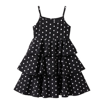 Mudkingdom Big Girls Spaghetti Strap Dress Summer Polka Dots Tiered Cami Dress for Girls Модни Ежедневни Детски Дрехи