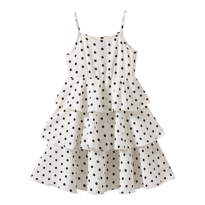 Mudkingdom Rochie cu bretele spaghetti pentru fete mari Rochii de vară cu buline cu etaje pentru haine pentru fete Îmbrăcăminte casual pentru copii la modă