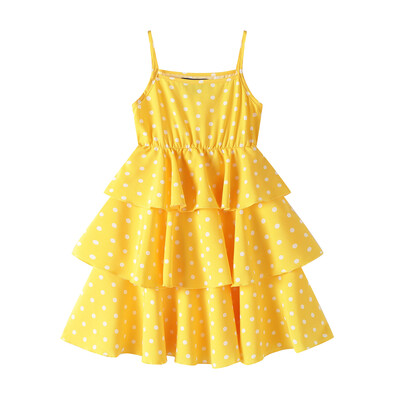 Mudkingdom Rochie cu bretele spaghetti pentru fete mari Rochii de vară cu buline cu etaje pentru haine pentru fete Îmbrăcăminte casual pentru copii la modă