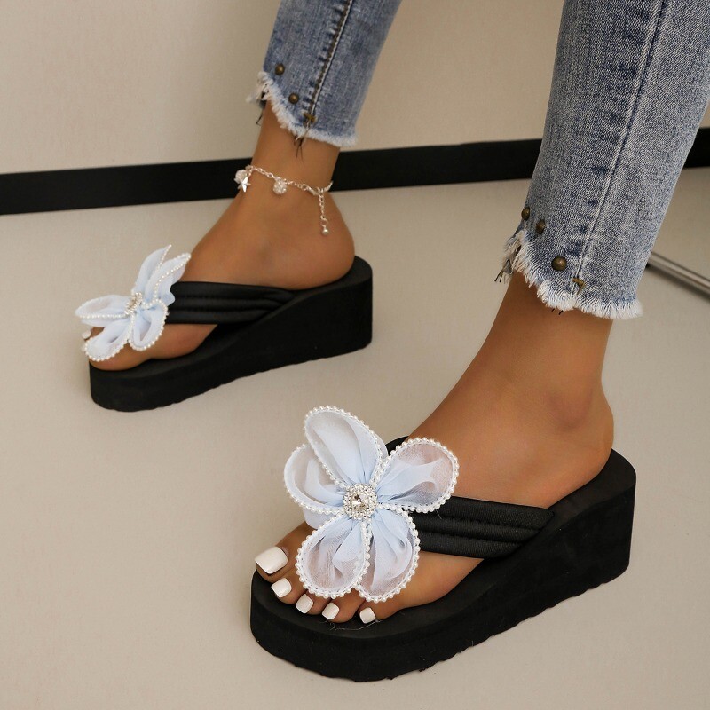 2024 m. Moteriški Gėlėti Vasariniai Sandalai Šlepetės Vidiniai Lauko Paplūdimio Batai Vasariniai Moteriški Batai Šlepetės ant platformos Šlepetės
