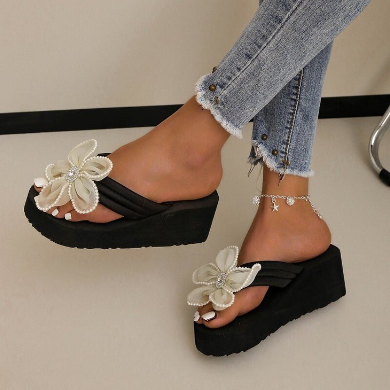 2024 m. Moteriški Gėlėti Vasariniai Sandalai Šlepetės Vidiniai Lauko Paplūdimio Batai Vasariniai Moteriški Batai Šlepetės ant platformos Šlepetės