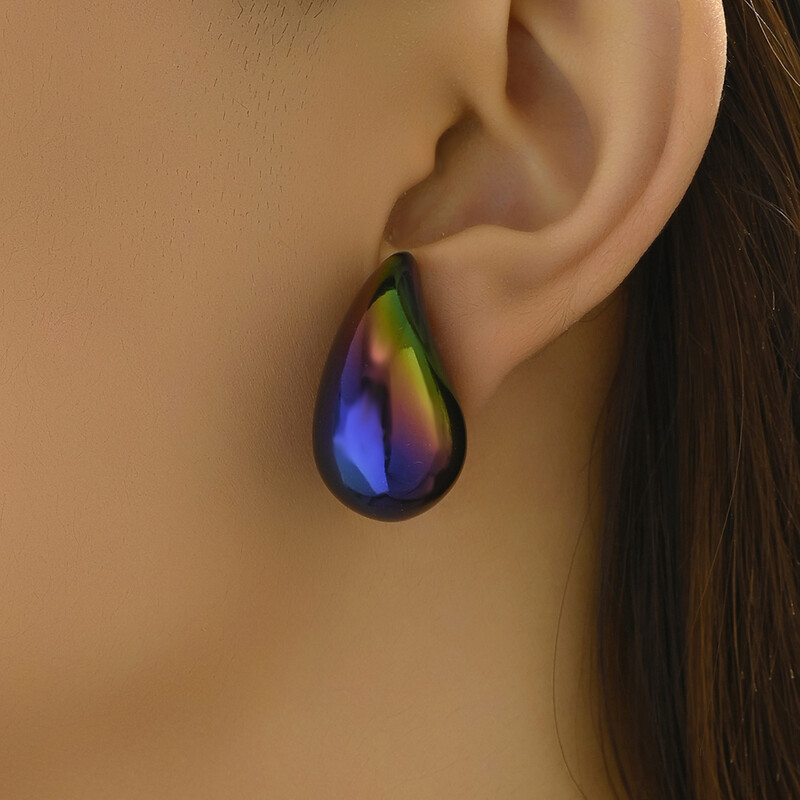 Comerț cu ridicata 20 de culori AB colorat clar albastru violet violet verde roz rășină acrilic cercei cu lacrimi groși pentru femei