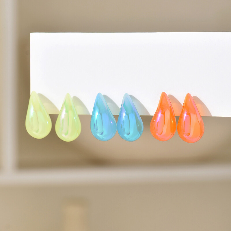 Comerț cu ridicata 20 de culori AB colorat clar albastru violet violet verde roz rășină acrilic cercei cu lacrimi groși pentru femei