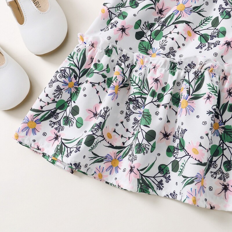 1–6-aastastele lastele mõeldud tüdrukute suvine lilleline kleit Beebitüdrukutele Moodsad varrukateta kleidid vibuga väikelapse tüdrukute vabaajakleit