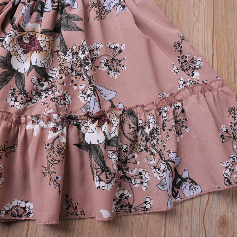 Huumor karutüdrukute kleit suvine puhvis varrukas Lilletrükiga armas printsesskleit Väikelaste volangidega lasteriided