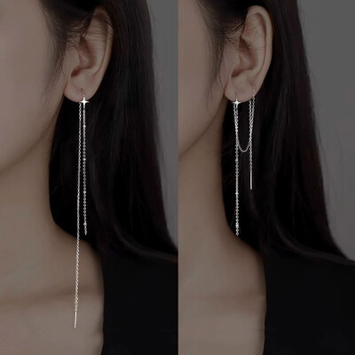 Korea stiilsed ristkaarega pikad rippuvad kõrvarõngad naistele mood Lihtsad rippuvad rippuvad kõrvarõngad ehted naistele jõulukink
