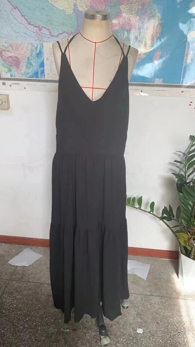 2024 Σέξι διπλό V λαιμόκοψη βαμβακερό καμισό φόρεμα για τις διακοπές