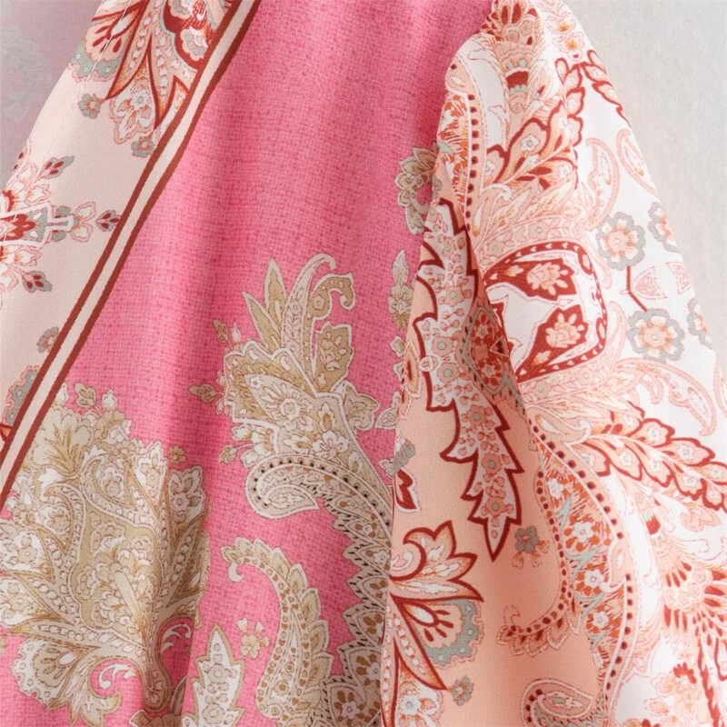 Καλοκαίρι 2024 Νέο προϊόν Γυναικεία Μόδα Casual Slim Fit με λαιμόκοψη V με μακρυμάνικο εμπριμέ φόρεμα