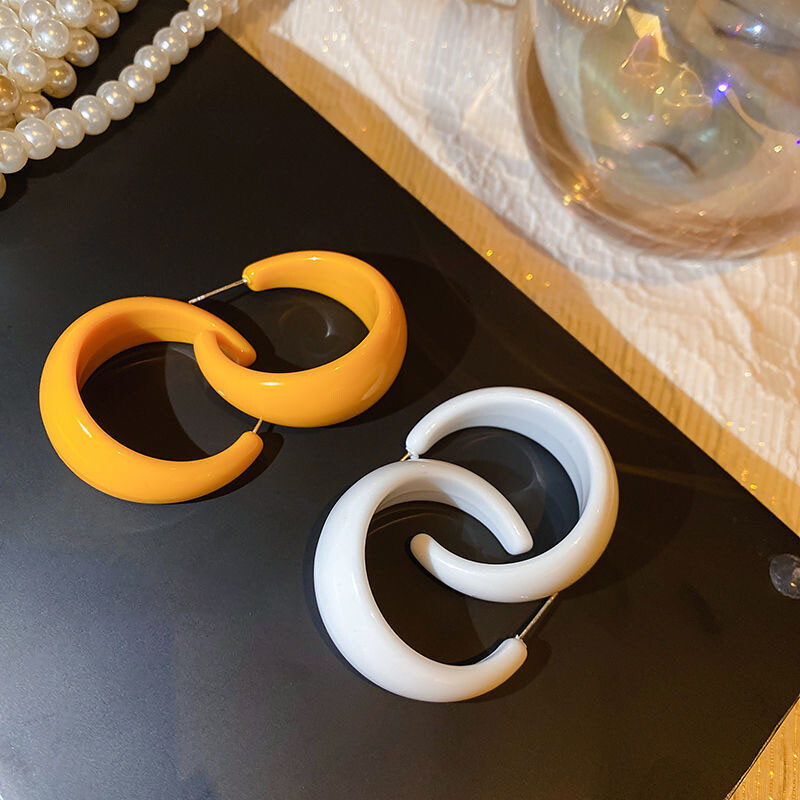 Cercei cu cerc acrilic la modă 2022 pentru femei în formă de C, cerc rotund mare, plajă de vară, cercei Boemia, bijuterii boucle d'oreille