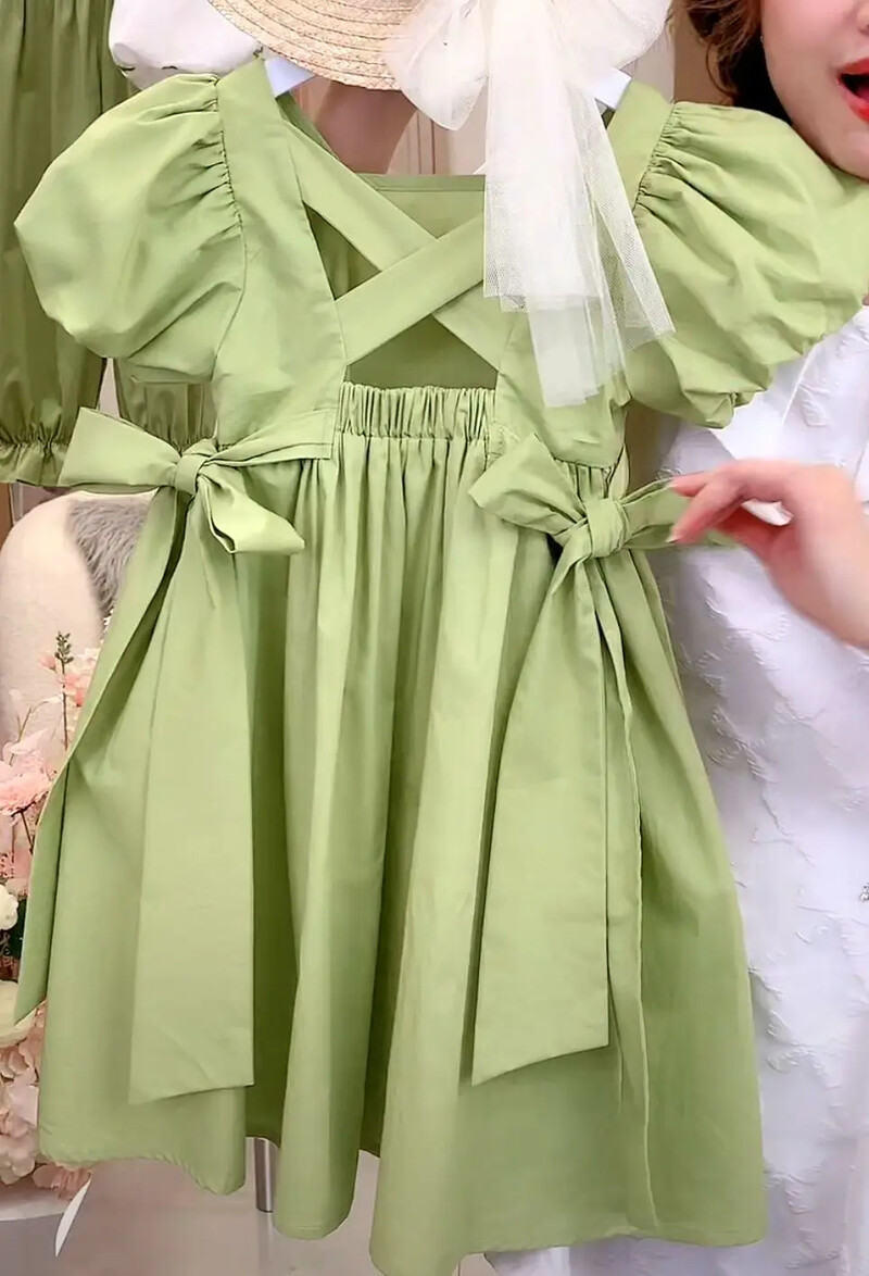 Lastekleit tüdrukutele, suvised lasteriided, 2023. aasta uus puhvis varrukatega printsesskleit, põlvedeni seljata kleit, elegantne, magus