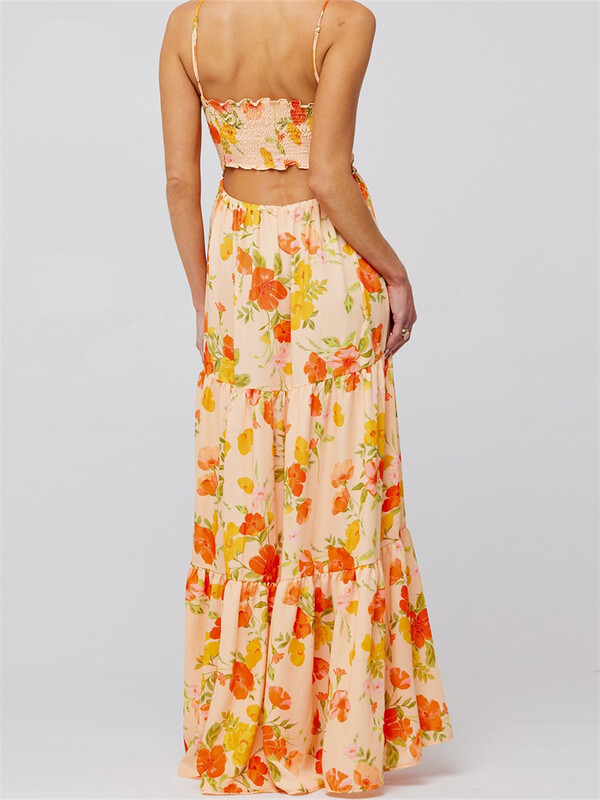 CHRONSTYLE Vintage naiste pikad rannakleidid, varrukateta spagetid, seljataga ees, lillemustriga kleit, naiste vestid