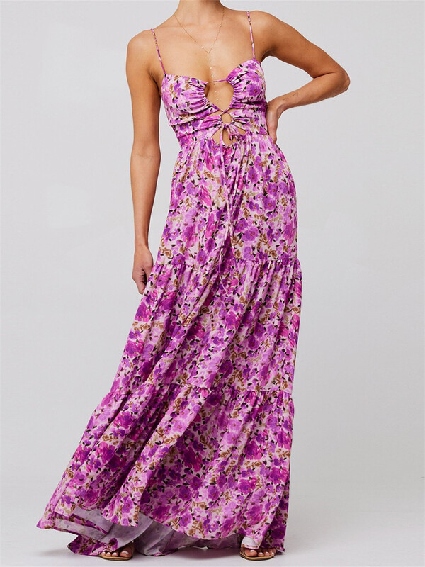 CHRONSTYLE Vintage naiste pikad rannakleidid, varrukateta spagetid, seljataga ees, lillemustriga kleit, naiste vestid