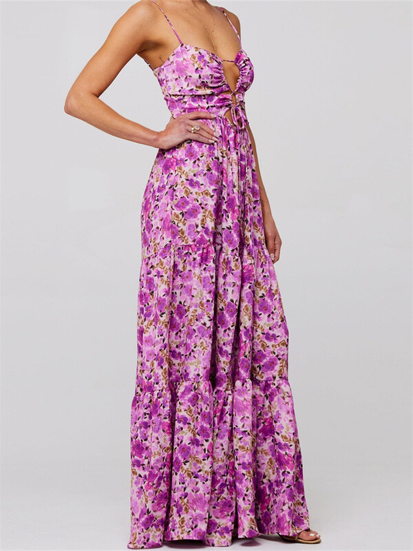 CHRONSTYLE Vintage naiste pikad rannakleidid, varrukateta spagetid, seljataga ees, lillemustriga kleit, naiste vestid