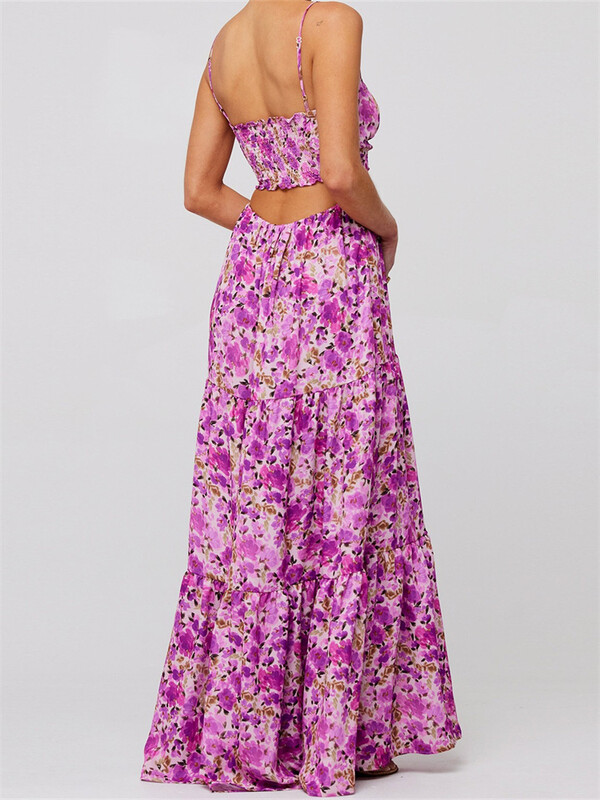 CHRONSTYLE Vintage naiste pikad rannakleidid, varrukateta spagetid, seljataga ees, lillemustriga kleit, naiste vestid