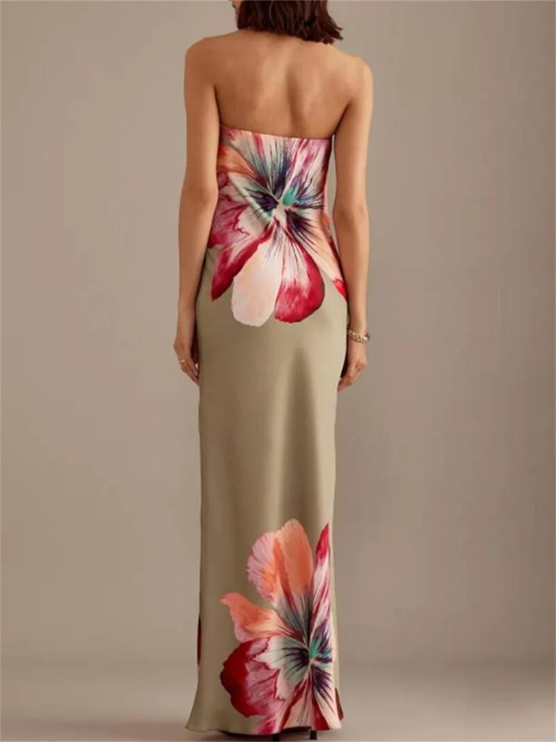 3D gėlių raštų ilga suknelė, skirta moterims vakarėliui paplūdimio be petnešėlių, plona suknelė Vestidos naujos mados 2024 m. vasaros suknelė