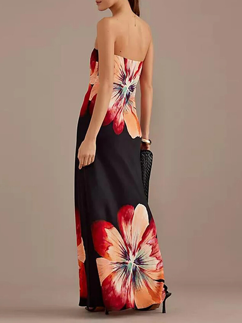 3D gėlių raštų ilga suknelė, skirta moterims vakarėliui paplūdimio be petnešėlių, plona suknelė Vestidos naujos mados 2024 m. vasaros suknelė