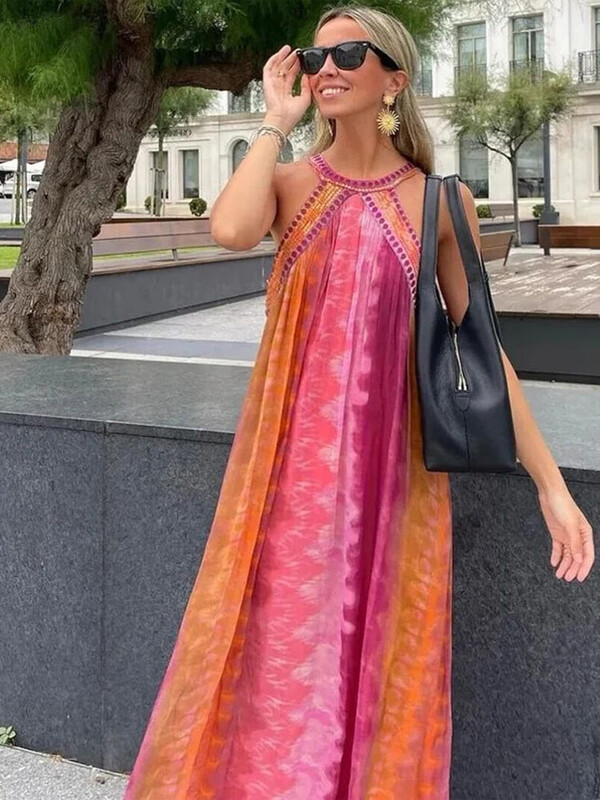 Naiste seljata lipsudega lipsuvärvi päitsetega kleit šikk O kaelusega varrukateta lahtised kleidid 2024. aasta daami elegantsed pühademantlid