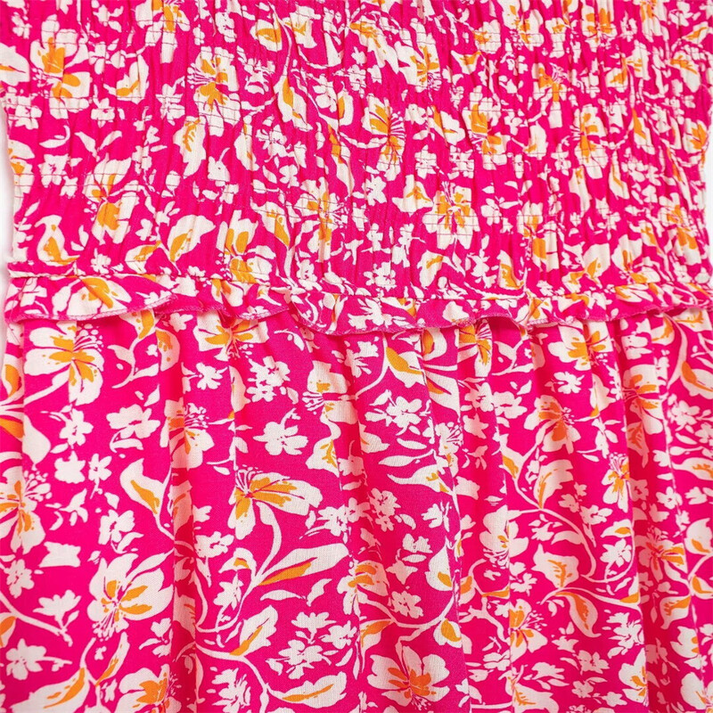 Kar&Otza 2024, vară, nouă, imprimeu la modă pentru femei, cu dantelă, spate deschis, la modă, slim fit, cu flori fragmentate, rochie agățată cu bretele