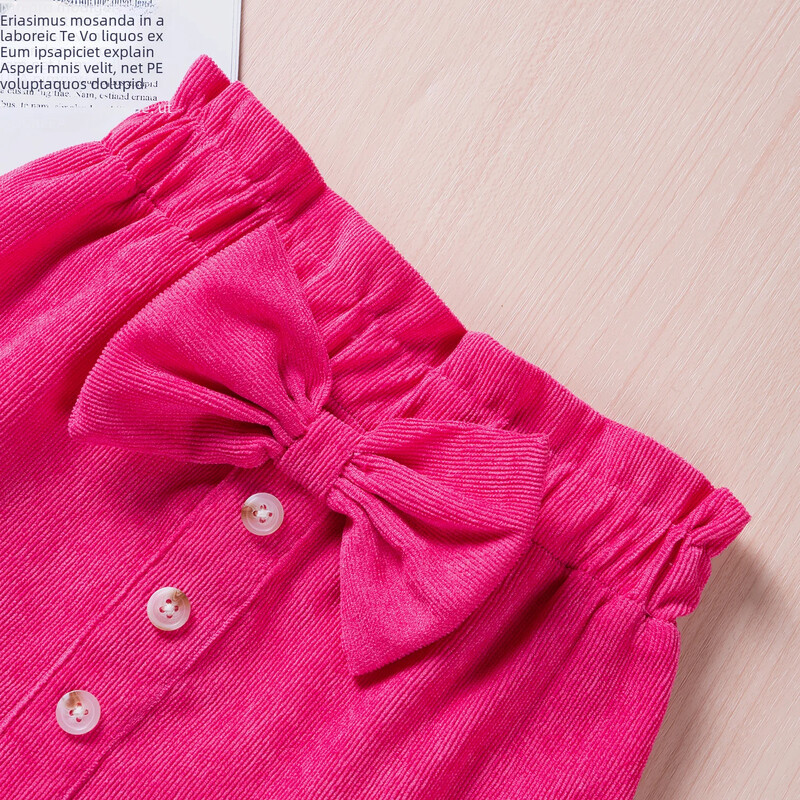 Jednobojna suknja s dugmadima i ukrasom mašne za djevojčice, ležerno proljeće, jesen, proljeće 1-5 godina, slatka prsna suknja za djevojčice, odjeća a-kroja