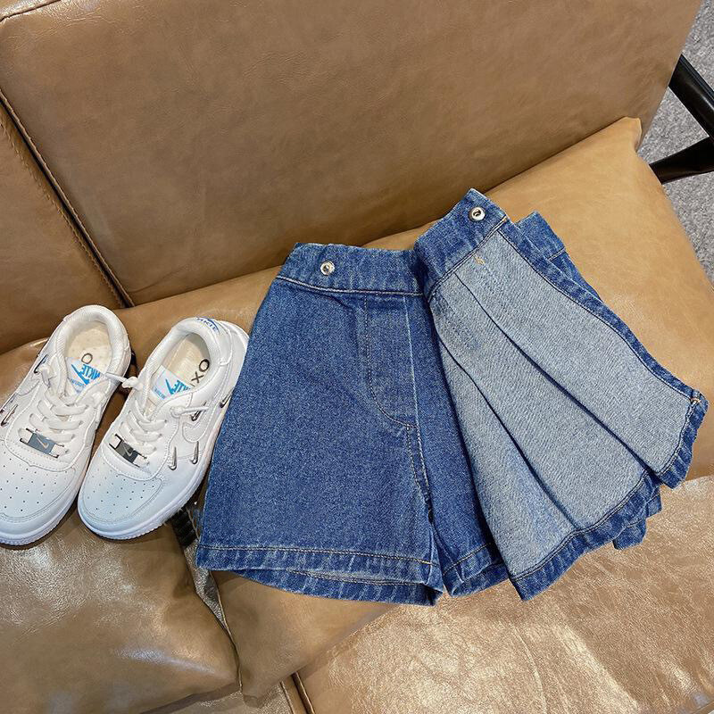 2–16-aastastele tüdrukutele teksaseelik suvine hubane teksapüksid plisseeritud seelikuga lühikesed püksid väikelastele Tüdrukutele riided Lastele lühikesed püksid taskutega