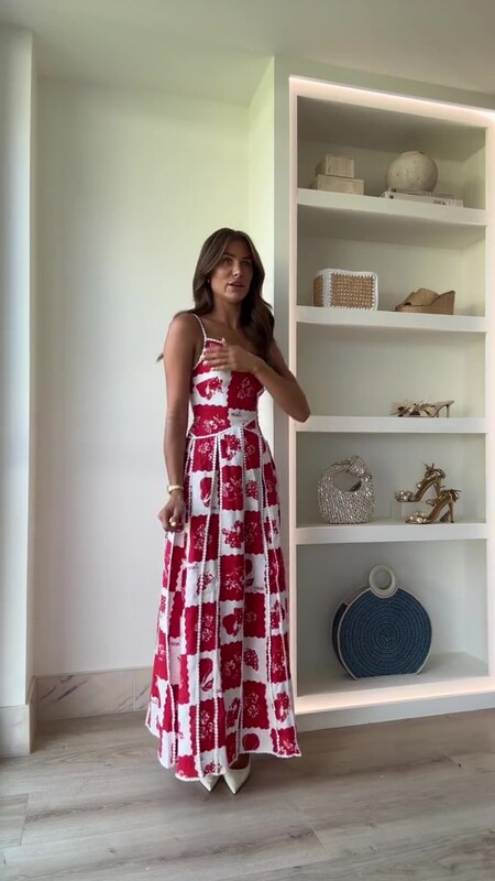 Rochie cu guler înclinat cu imprimeu în contrast de culoare la modă pentru femei, vară, fără spate, fără mâneci, rochie în linie A 2024, haine pentru damă șic Highstreet