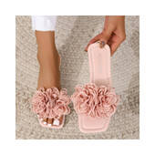 Στρογγυλά δάχτυλα Big Flower Designer Γλυκά Κομψά και Μόδα Γυναικεία Παπούτσια Άνετα Γυναικεία Φτηνές Γυναικείες Επίπεδες Γυναικείες Παντόφλες Αρχική