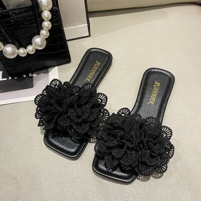 Στρογγυλά δάχτυλα Big Flower Designer Γλυκά Κομψά και Μόδα Γυναικεία Παπούτσια Άνετα Γυναικεία Φτηνές Γυναικείες Επίπεδες Γυναικείες Παντόφλες Αρχική