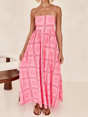 Moteriška madinga „Boho“ spagečių suknelė su gėlėmis su kvadratiniu kaklu, iškirpta nugara, ilga suknelė paplūdimio atostogoms skraidanti suknelė