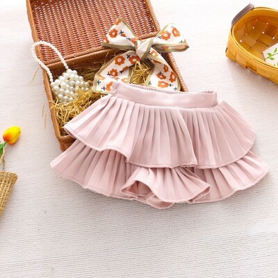 Jumătate de corp pufoasă fustă de tort fetiță 2024 vară nou Girl Dance plisată alb-negru fustă scurtă de dans pantaloni