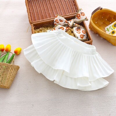 Jumătate de corp pufoasă fustă de tort fetiță 2024 vară nou Girl Dance plisată alb-negru fustă scurtă de dans pantaloni