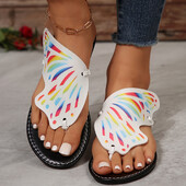 Naiste kontsad sandaalid Naiste suvised vabaaja värvilised liblikaga pehmest nahast rannasandaalid, suured naiste rannasandaalid