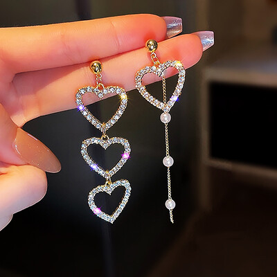 korėjietiški madingi auskarai moterims ilgas kutas sidabro spalvos širdis lašas gėlių papuošalai vakarėlis pareiškimas auskarai kabantys pendientes