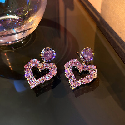 korėjietiški madingi auskarai moterims ilgas kutas sidabro spalvos širdis lašas gėlių papuošalai vakarėlis pareiškimas auskarai kabantys pendientes