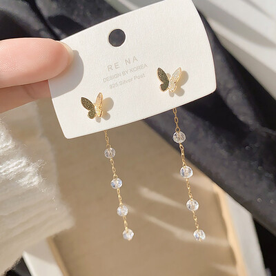 korėjietiški madingi auskarai moterims ilgas kutas sidabro spalvos širdis lašas gėlių papuošalai vakarėlis pareiškimas auskarai kabantys pendientes