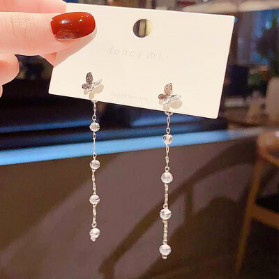 korėjietiški madingi auskarai moterims ilgas kutas sidabro spalvos širdis lašas gėlių papuošalai vakarėlis pareiškimas auskarai kabantys pendientes