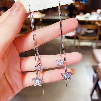 korėjietiški madingi auskarai moterims ilgas kutas sidabro spalvos širdis lašas gėlių papuošalai vakarėlis pareiškimas auskarai kabantys pendientes