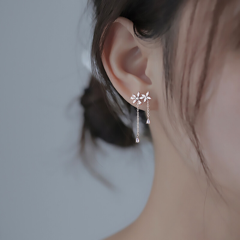 korėjietiški madingi auskarai moterims ilgas kutas sidabro spalvos širdis lašas gėlių papuošalai vakarėlis pareiškimas auskarai kabantys pendientes