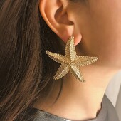 Perdėti Boho dideli metaliniai Starfish Stud Stud auskarai moterims, moterims Madingi vasaros aukso spalvos auskarai 2023 m. madingi papuošalai Nauja