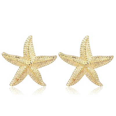 Perdėti Boho dideli metaliniai Starfish Stud Stud auskarai moterims, moterims Madingi vasaros aukso spalvos auskarai 2023 m. madingi papuošalai Nauja