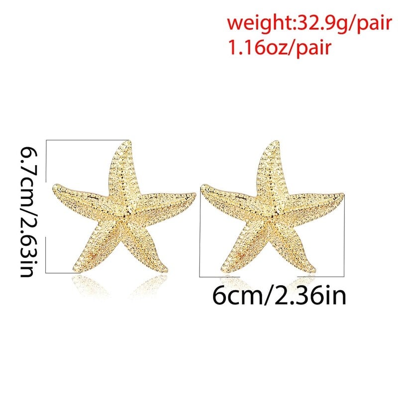 Σκουλαρίκια Exaggerated Boho Large Metal Starfish Stud για Γυναικείες Γυναικείες μοντέρνα καλοκαιρινά χρυσά σκουλαρίκια 2023 Fashion Jewelry New