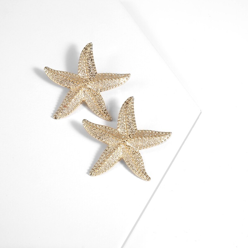 Σκουλαρίκια Exaggerated Boho Large Metal Starfish Stud για Γυναικείες Γυναικείες μοντέρνα καλοκαιρινά χρυσά σκουλαρίκια 2023 Fashion Jewelry New