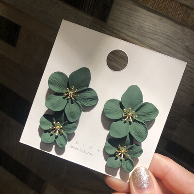 Vintage kõrvarõngad naiste kreem-lakitud kihilised kroonlehed karikakrad, suured lilled, kõrvarõngad naistele moeehted aksessuaarid