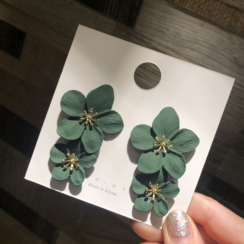 Vintage kõrvarõngad naiste kreem-lakitud kihilised kroonlehed karikakrad, suured lilled, kõrvarõngad naistele moeehted aksessuaarid