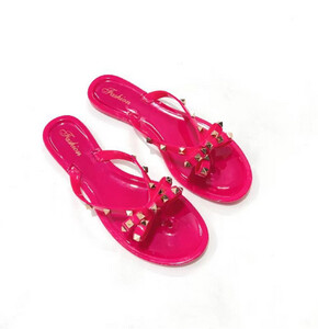 Naiste vibu-sõlme sussid Lamedad kingad Lukk naeltega needid Lilla Arbuus Punane Välis-Pvc Plastist liugused 36-42 26cm Odav hind